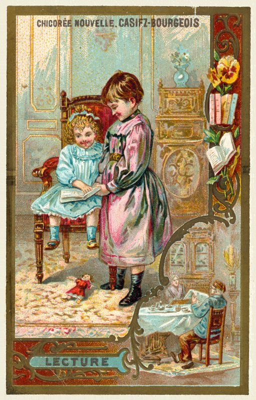 Lesing (chromolitho) av French School