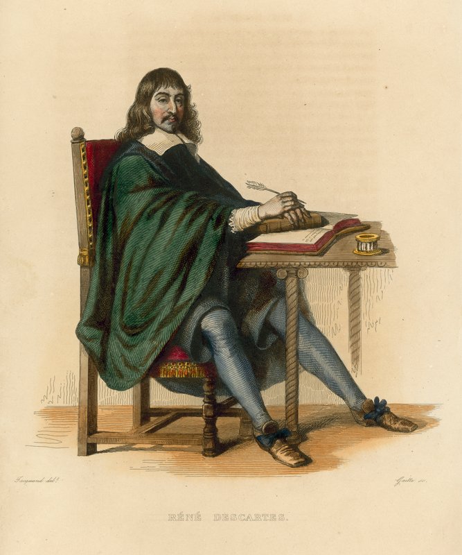 Rene Descartes (farget gravering) av French School