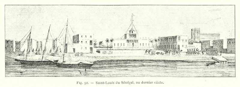 Saint-Louis av Senegal, i forrige århundre (gravering) av French School