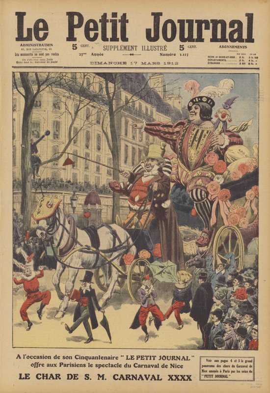 Scene fra Nice Carnival (farge litho) av French School