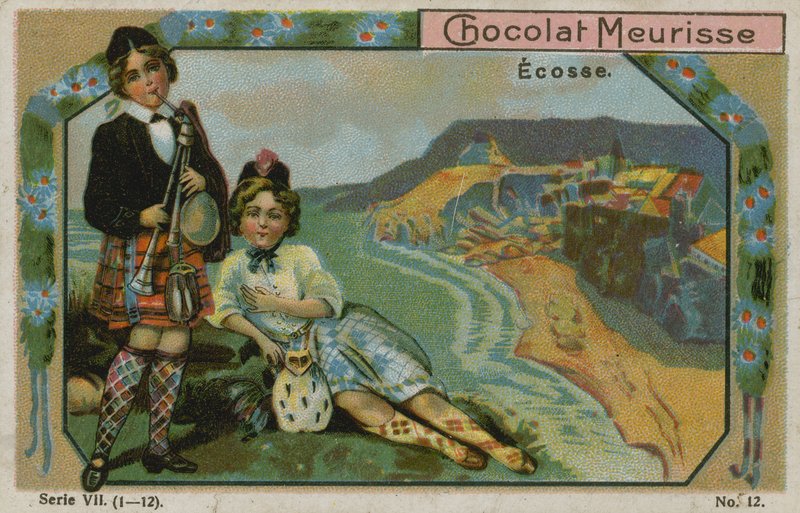 Skottland, handelskort for Chocolat Meurisse av French School