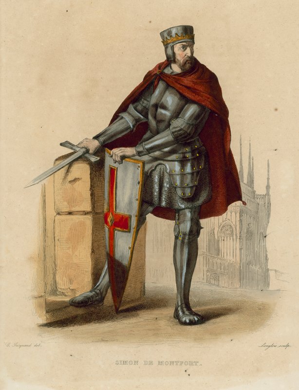 Simon de Montfort (farget gravering) av French School
