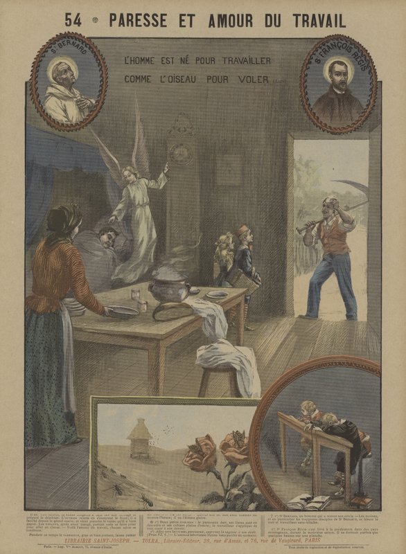Dovendyr og flid (fargelitho) av French School