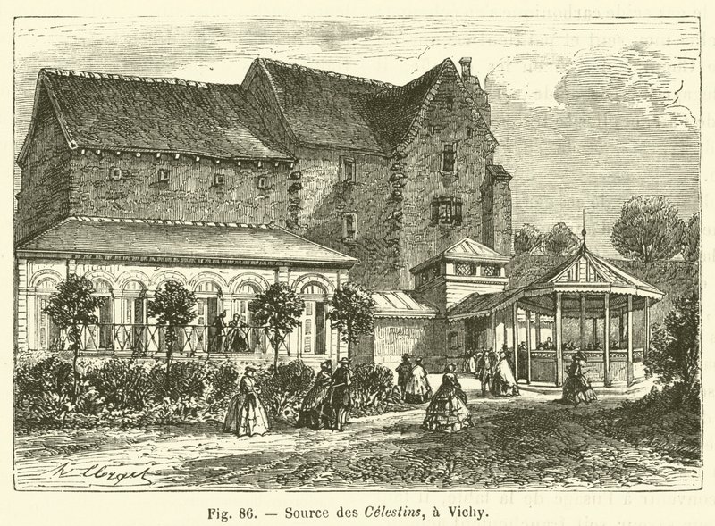 Source des Celestins, en Vichy (gravering) av French School