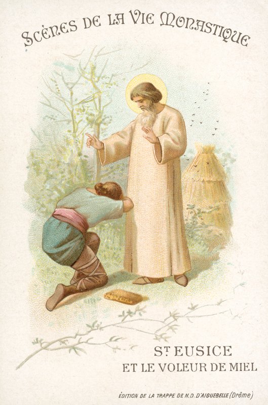 St Eusice og honningtyven (chromolitho) av French School
