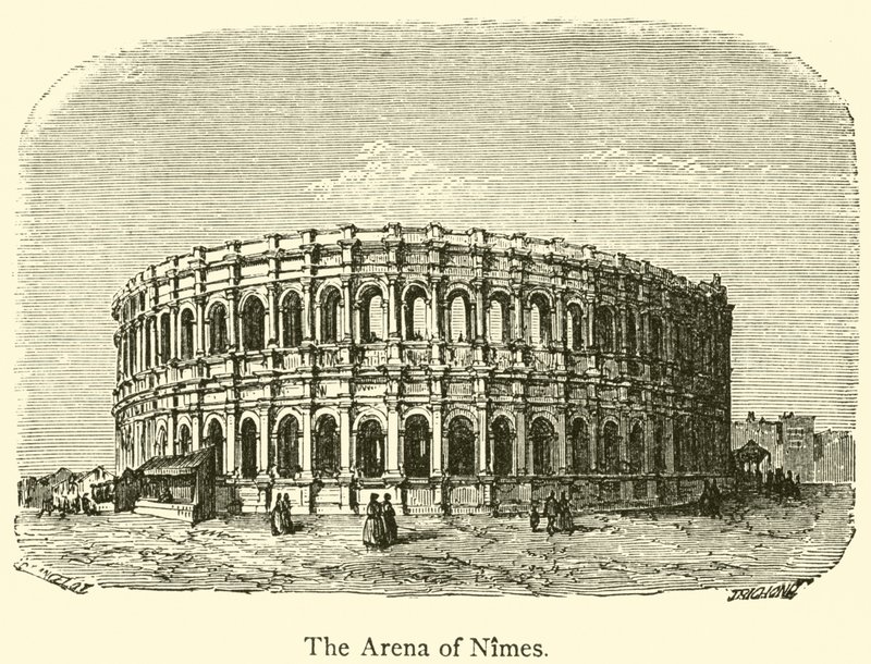 Arena of Nimes (gravering) av French School