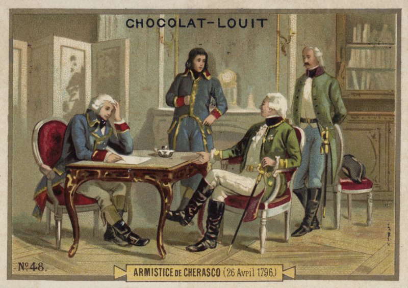 The Armistice of Cherasco, 26. april 1796 av French School