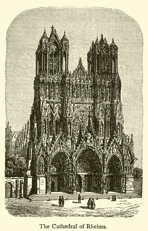 Katedralen i Reims (gravering) av French School