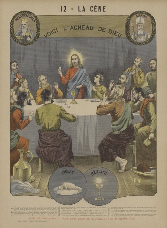 Eukaristien (farge litho) av French School