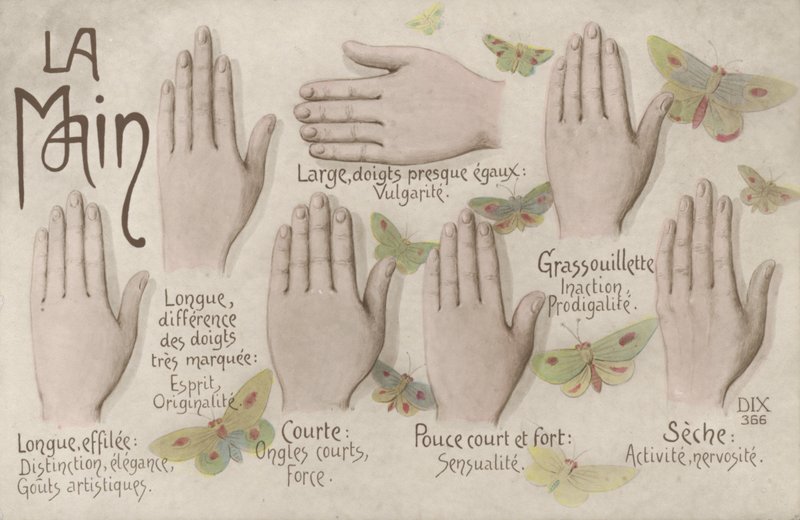 Hånden (farge litho) av French School
