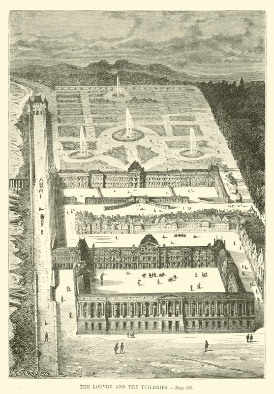 Louvre og Tuileriene av French School