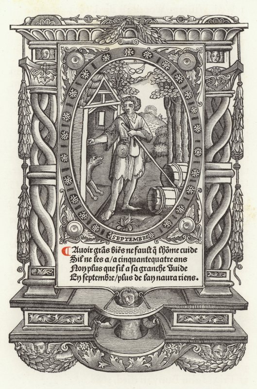 Menneskets tolv aldre: september (litho) av French School