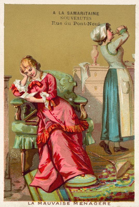 Den dårlige husholdersken (chromolitho) av French School