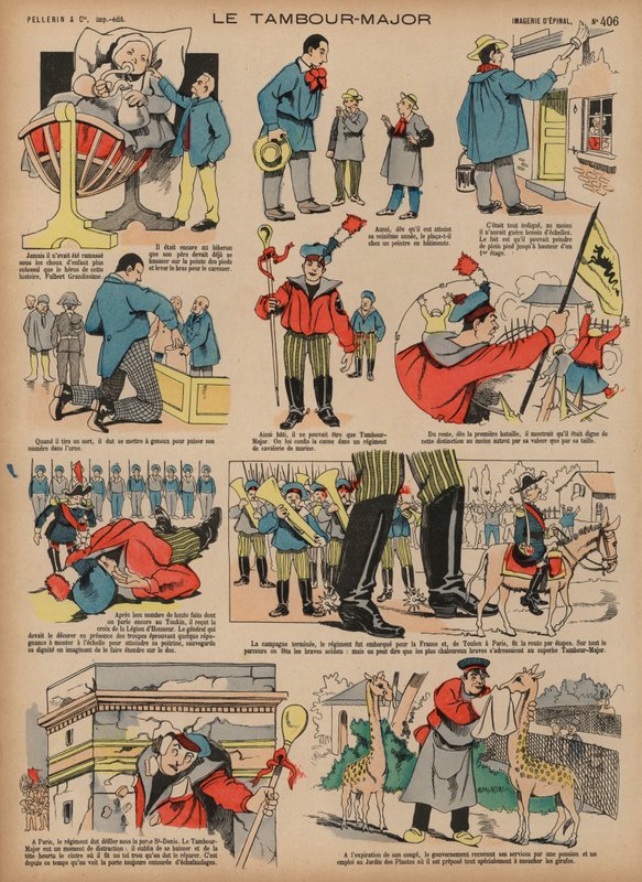 Trommemajoren (farget gravering) av French School