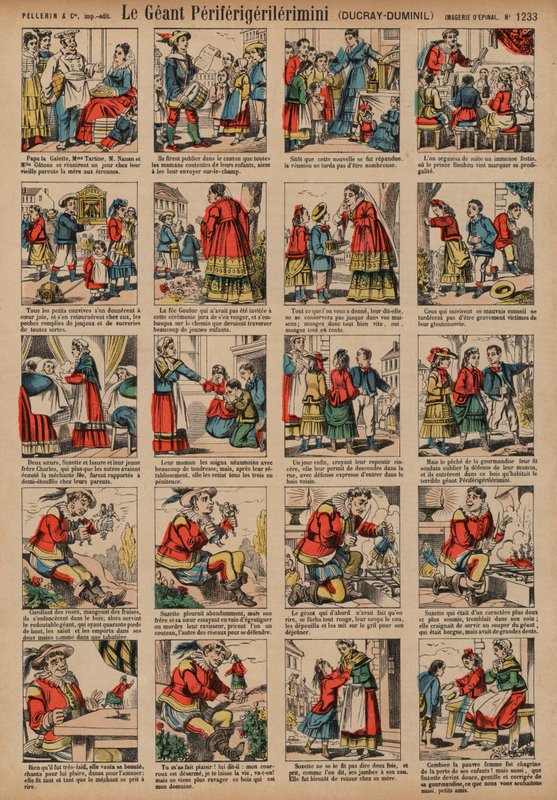 Den gigantiske Periferigerilerimini (farget gravering) av French School