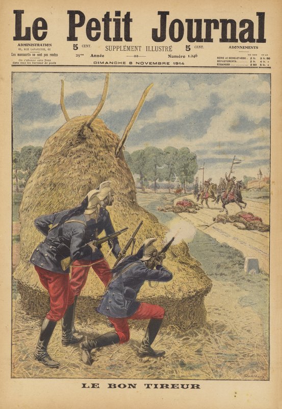 Det gode skuddet (fargelitho) av French School