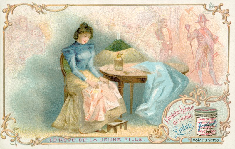Den unge jentas drøm (chromolitho) av French School