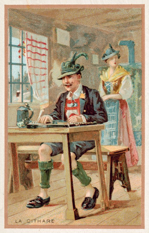 Zither (chromolitho) av French School