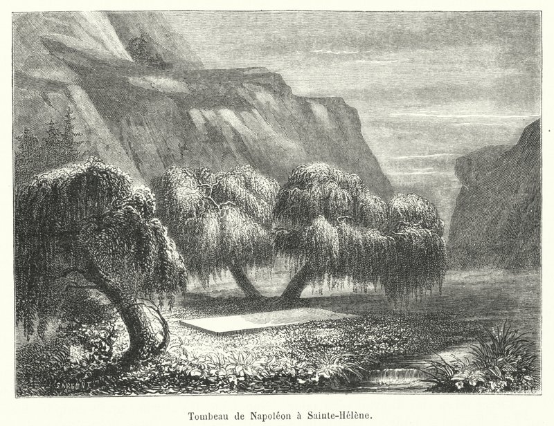 Napoleons grav i Sainte-Helene (gravering) av French School