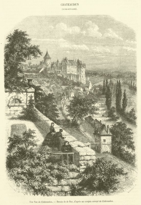 Utsikt over Chateaudun (gravering) av French School