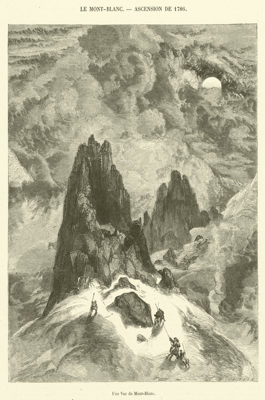 Utsikt over Mont-Blanc (gravering) av French School