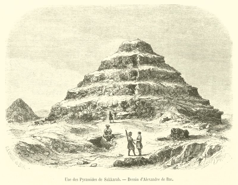 En av pyramidene i Sakkara (gravering) av French School