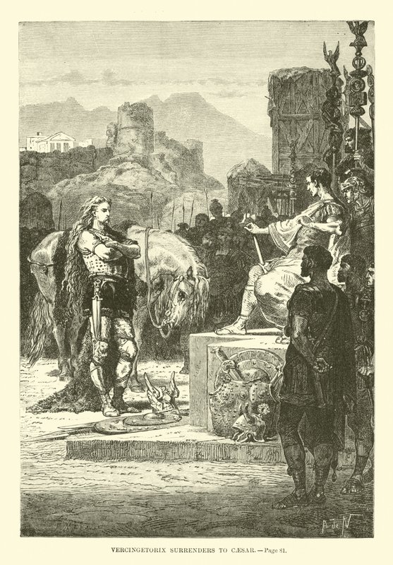 Vercingetorix overgir seg til Cæsar av French School
