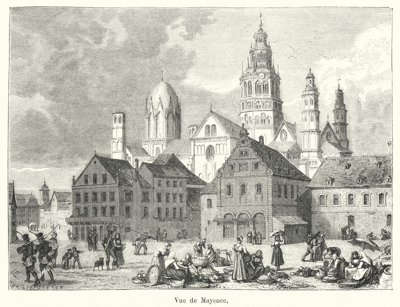 Utsikt over Mainz (gravering) av French School