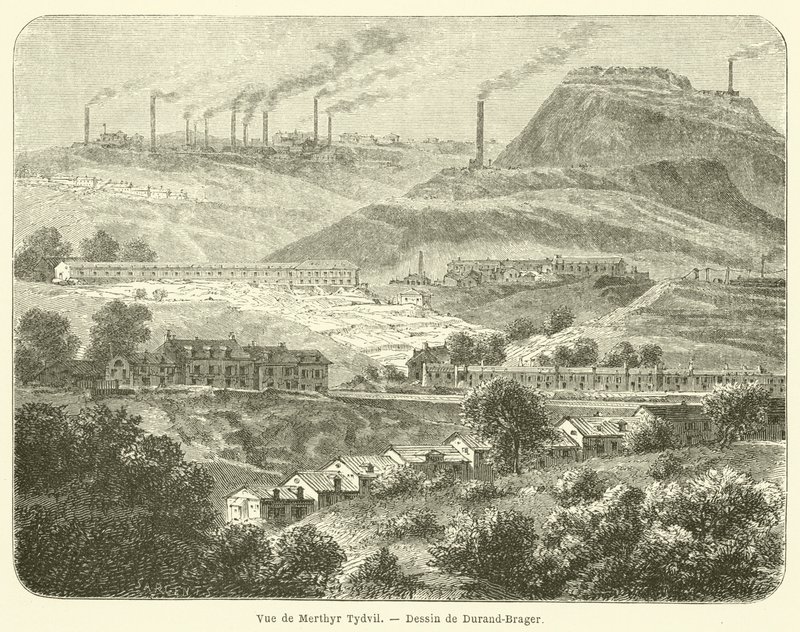 Utsikt over Merthyr Tydvil (gravering) av French School