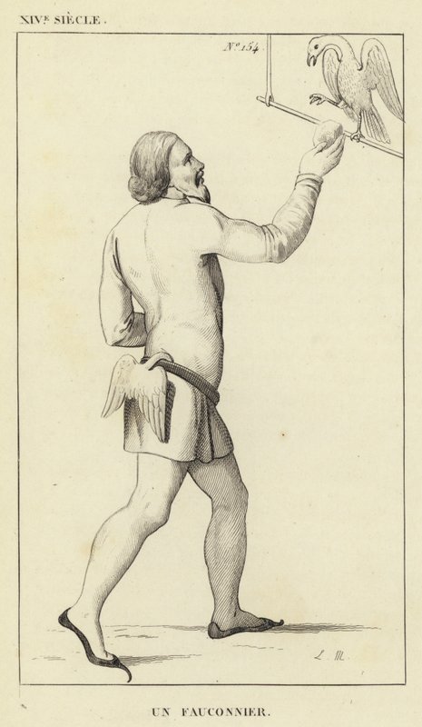 XIV Century, A Falconer (gravering) av French School