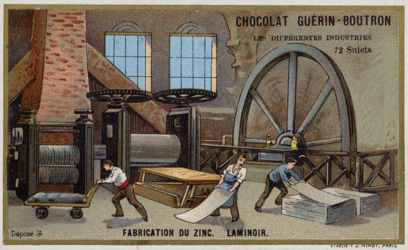 Sink produksjon. Rulle (chromolitho) av French School