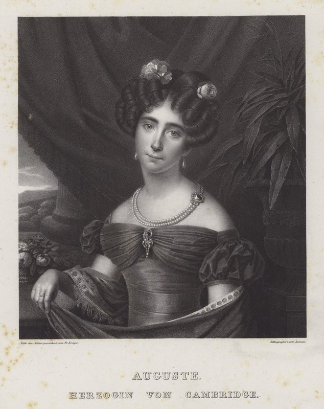 Augusta, hertuginne av Cambridge (litho) av Friedrich Jentzen