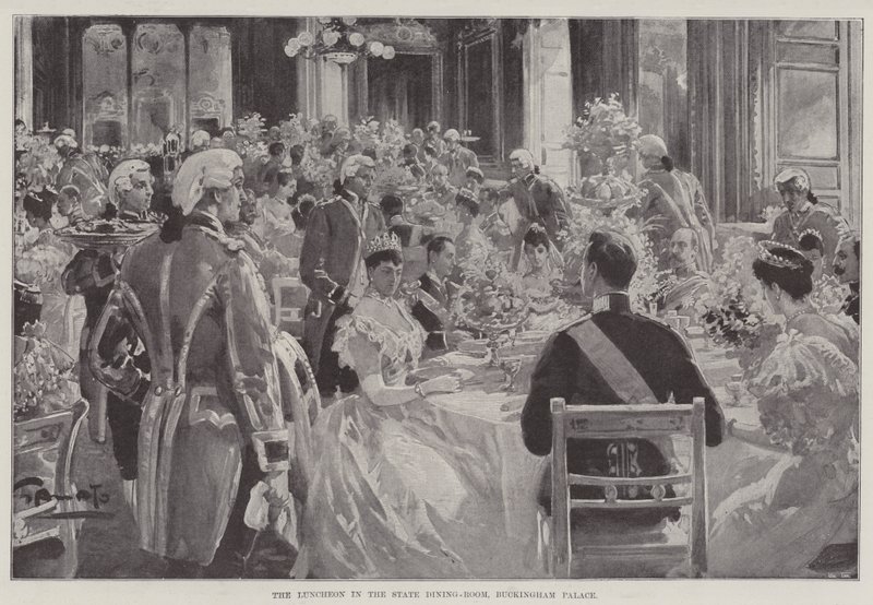 Lunchen i State Dining Room, Buckingham Palace av G.S. Amato