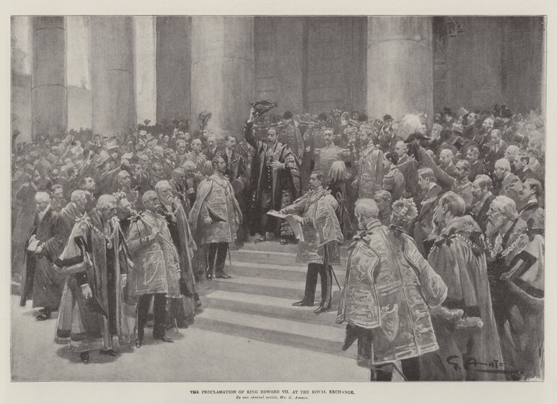 Proklamasjonen av kong Edward VII, på Royal Exchange av G.S. Amato