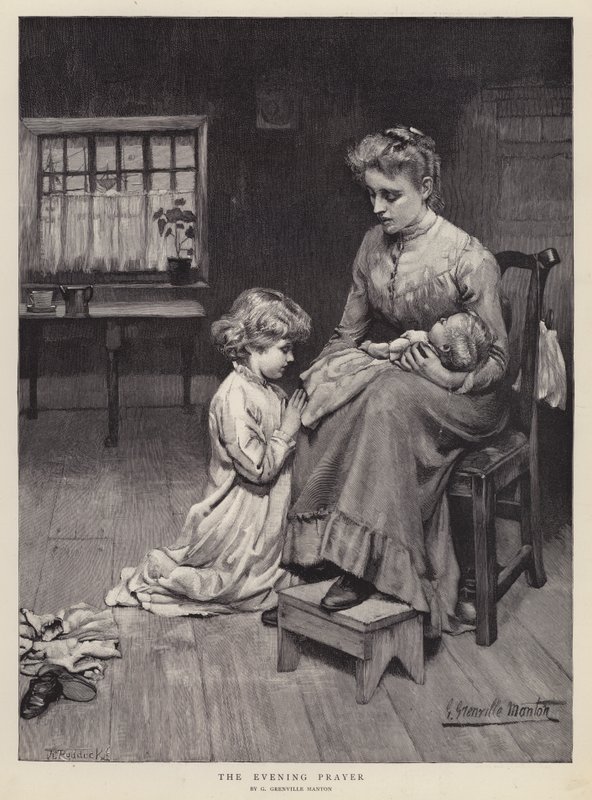 Aftenbønnen (litho) av G. Grenville Manton