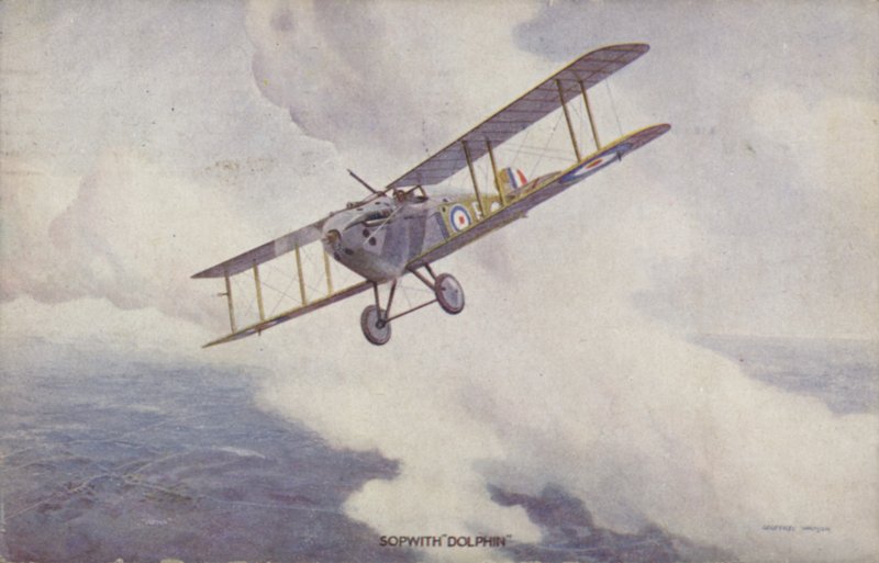 Sopwith Dolphin jagerfly (farge litho) av Geoffrey (after) Watson