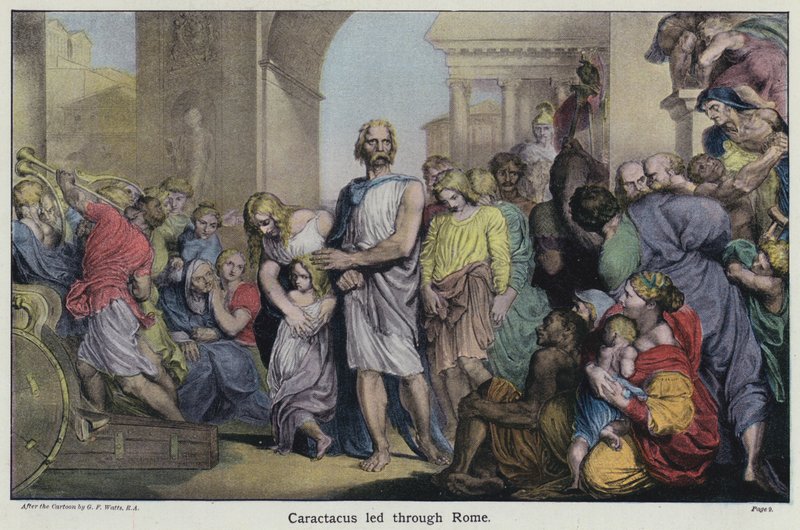 Caractacus ledet gjennom Roma av George Frederick after Watts