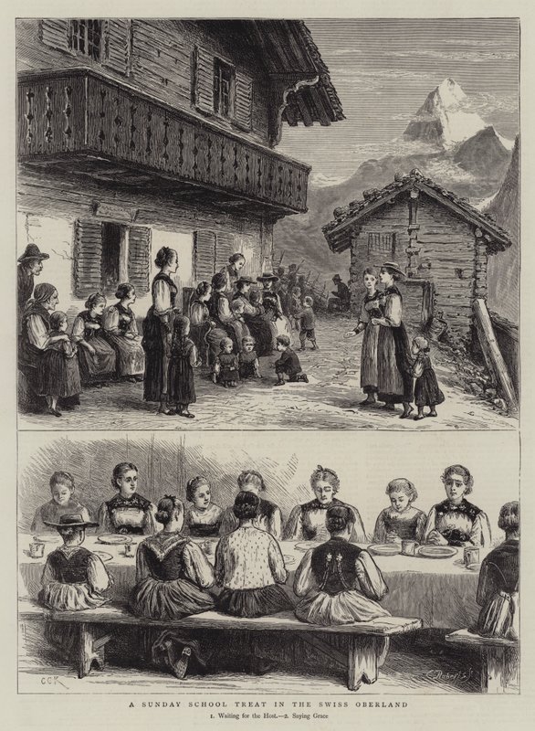 En søndagsskolegodbit i det sveitsiske Oberland av George Goodwin Kilburne
