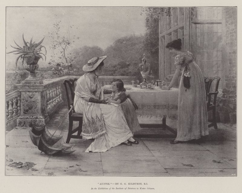 Tante, i utstillingen til Institute of Painters in Water Colors av George Goodwin Kilburne