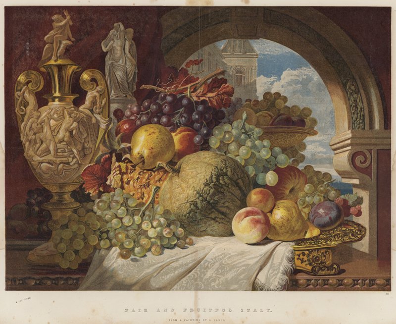 Rettferdig og fruktbart Italia (chromolitho) av George Lance