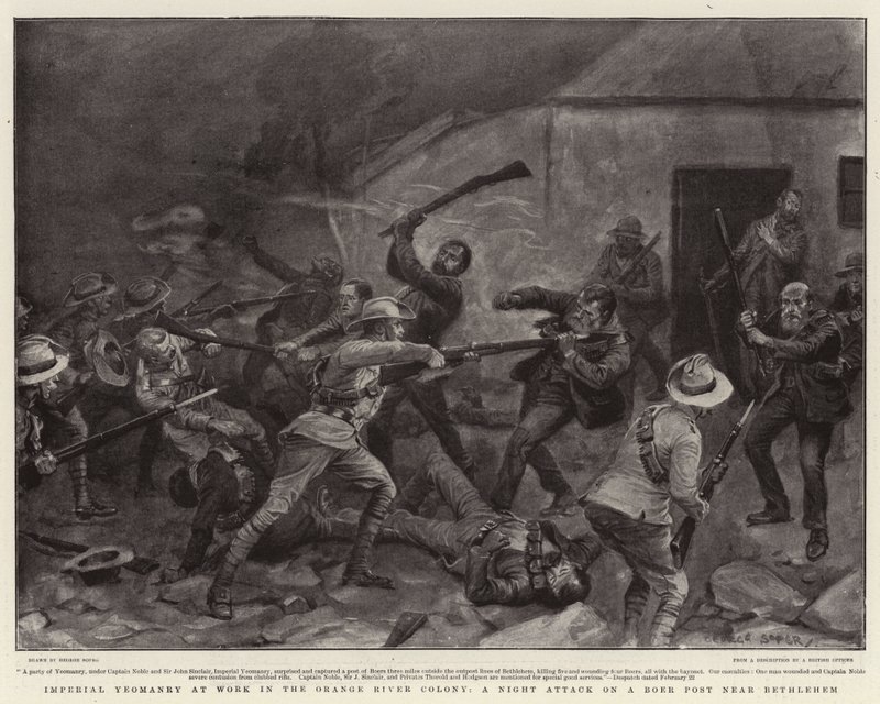 Imperial Yeomanry at Work i Orange River Colony, et nattangrep på en boerpost nær Betlehem av George Soper