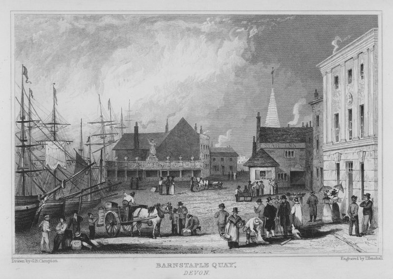 Barnstaple Quay, Devon (gravering) av George Bryant Campion