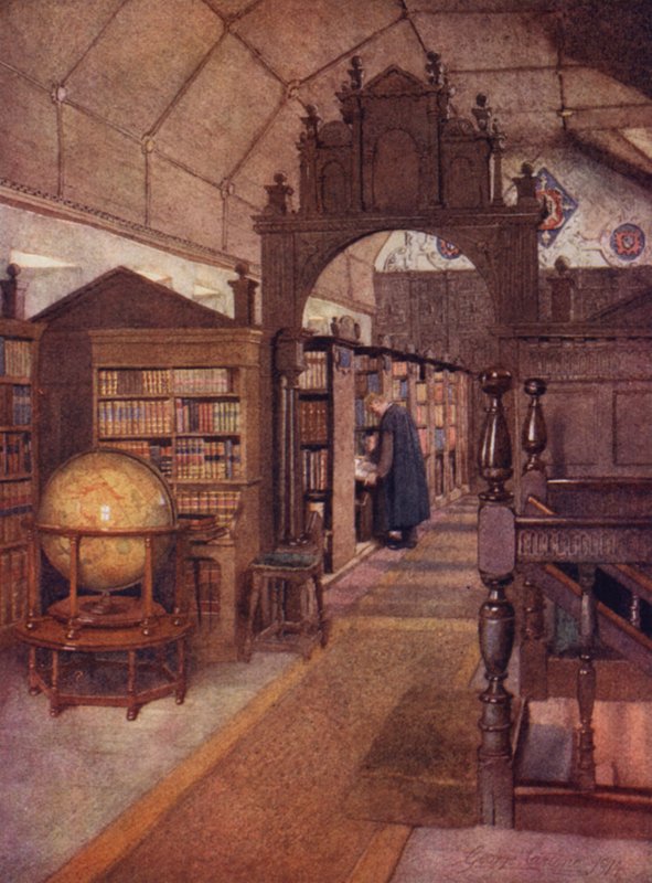 Oxford: Merton Library (litho-farge) av George Carline