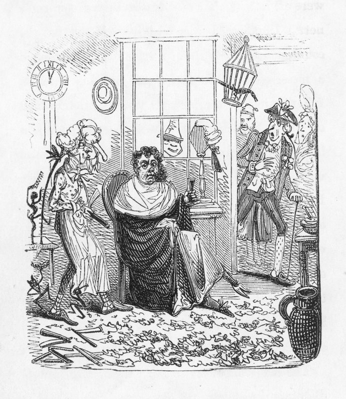 Hos frisørene (gravering) av George Cruikshank