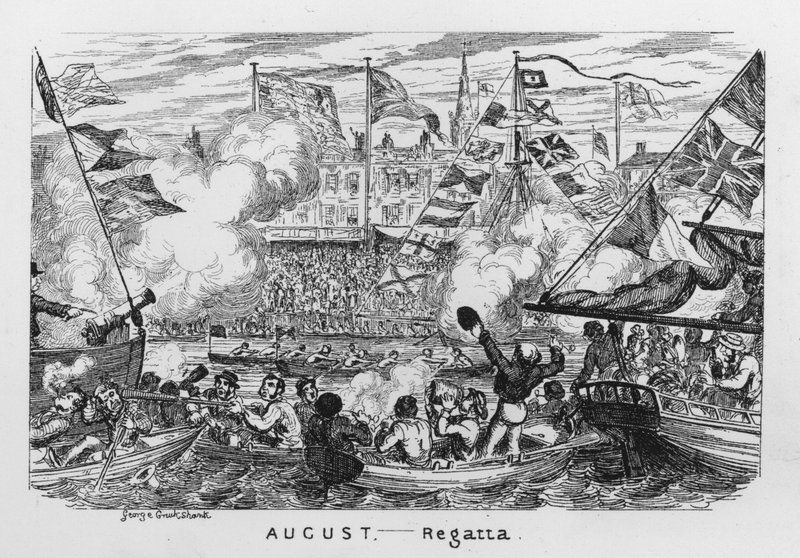 August, Regatta (gravering) av George Cruikshank