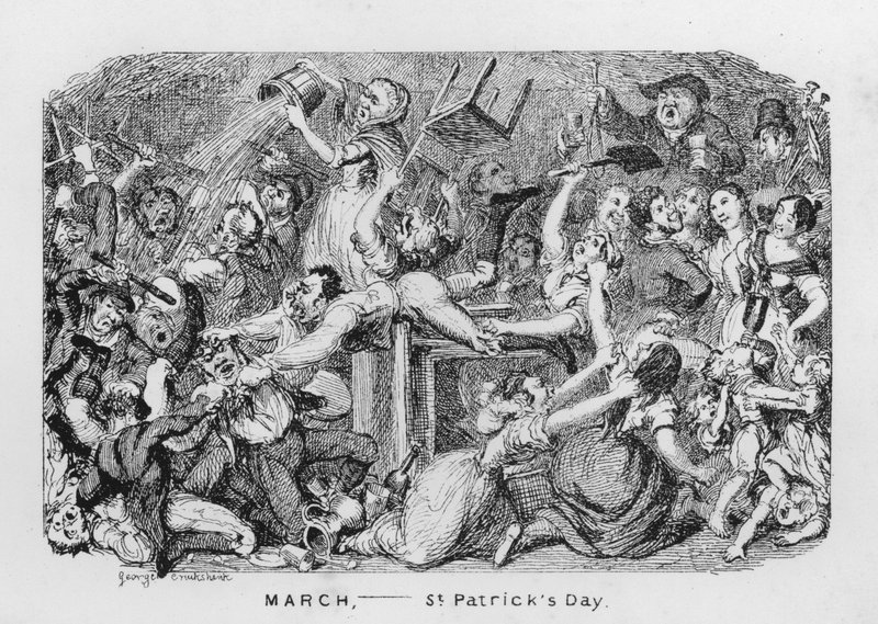 mars, St Patricks Day (gravering) av George Cruikshank
