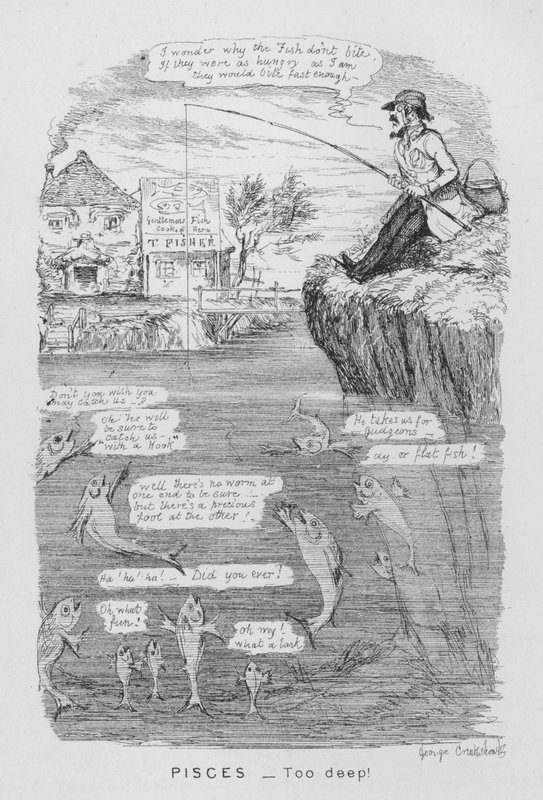 Fiskene, for dype! (gravering) av George Cruikshank