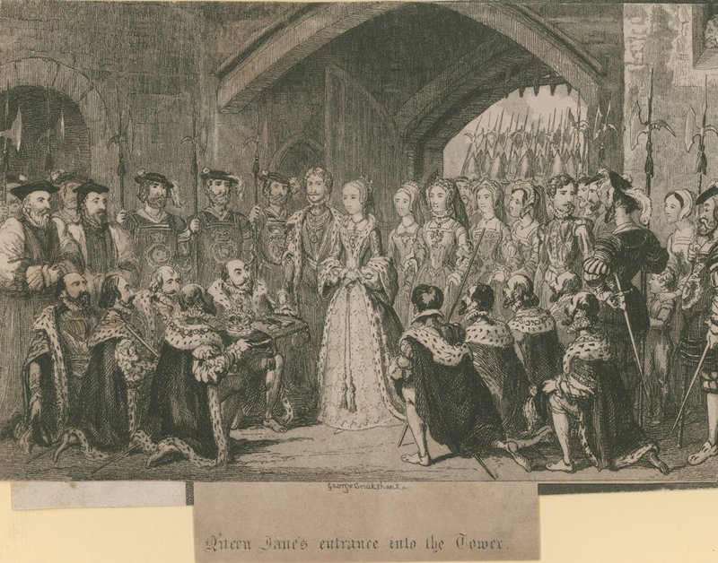 Dronning Janes inngang til tårnet av George Cruikshank