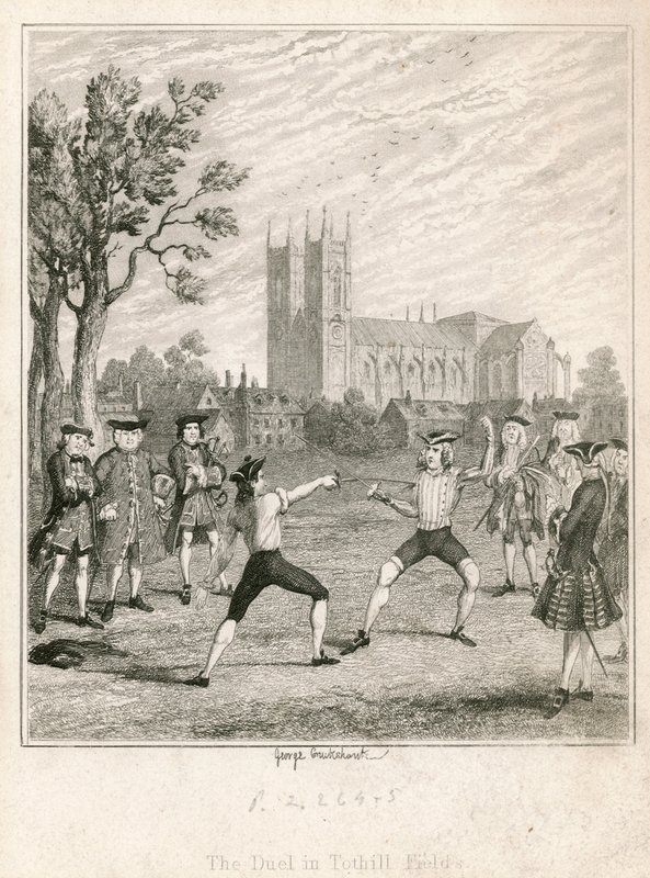 Duellen i Tothill Fields av George Cruikshank