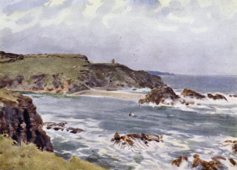 Bude, Incoming Tide (farge litho) av George Franck Nicholls